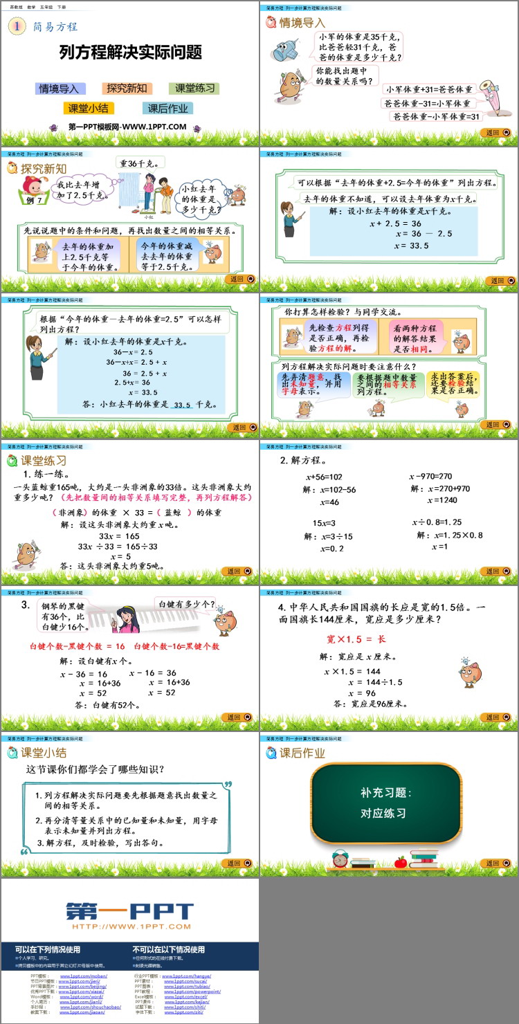 图片[2]-《列方程解决实际问题》简易方程PPT教学课件-第一PPT