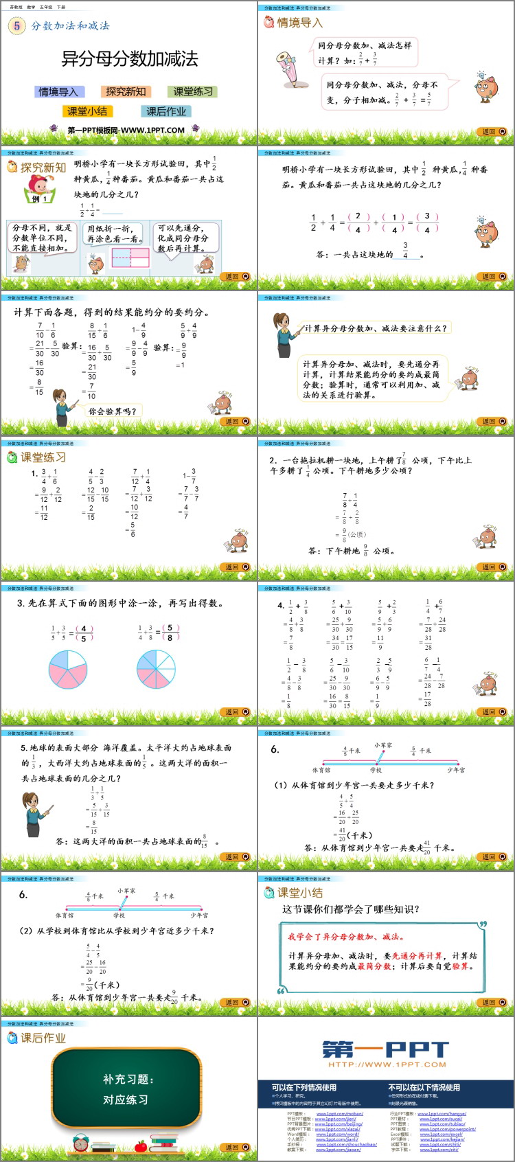 图片[2]-《异分母分数加减法》分数加法和减法PPT课件下载-第一PPT