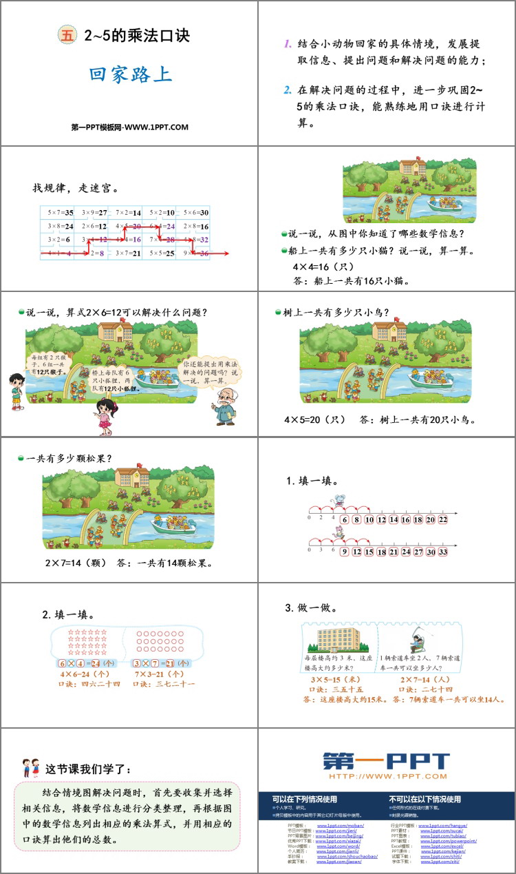 图片[2]-《回家路上》2~5的乘法口诀PPT免费课件-第一PPT