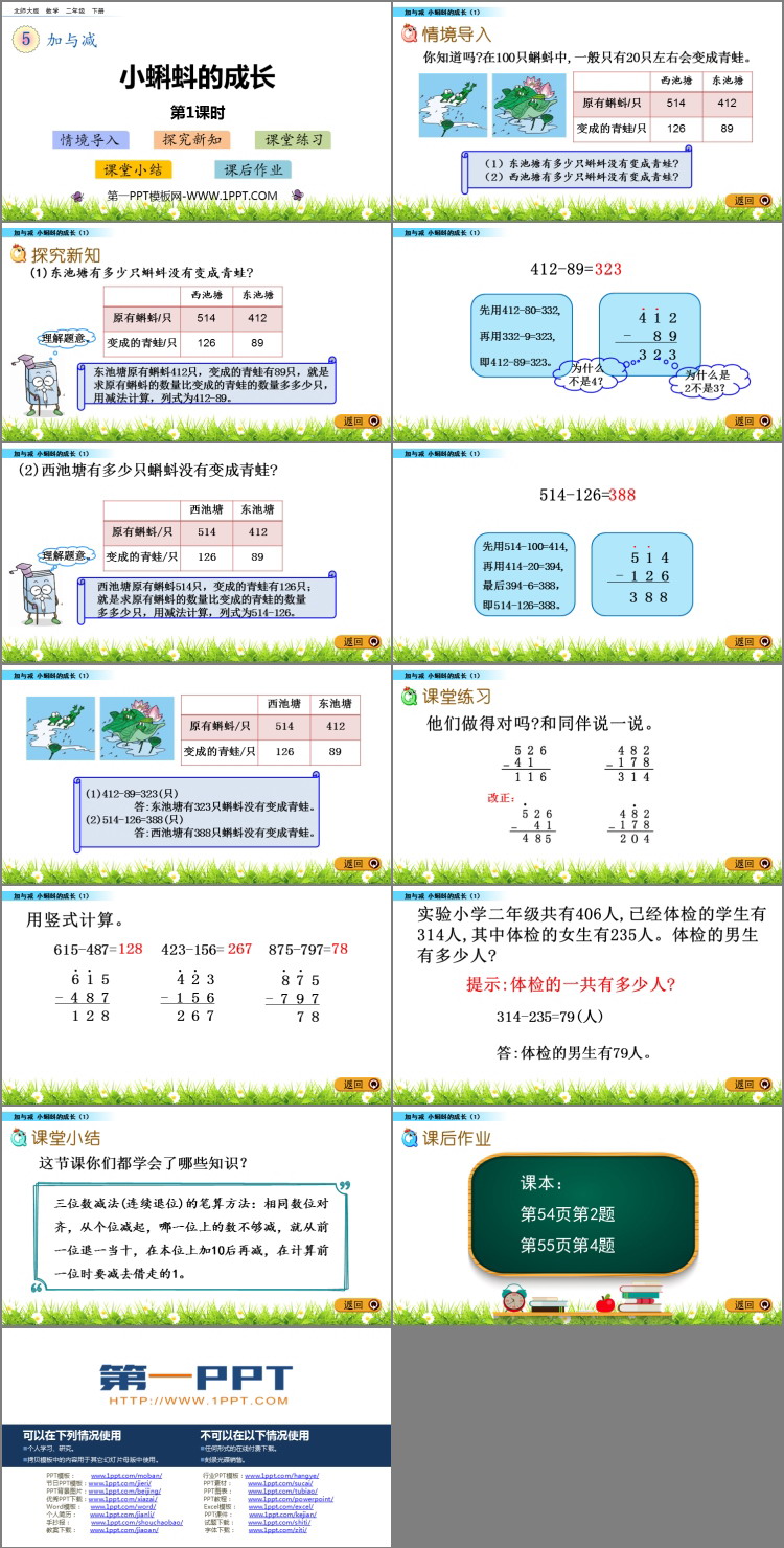 图片[2]-《小蝌蚪的成长》加与减PPT免费课件(第1课时)-第一PPT