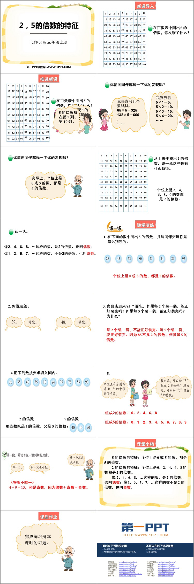 图片[2]-《2、5的倍数的特征》倍数与因数PPT下载-第一PPT