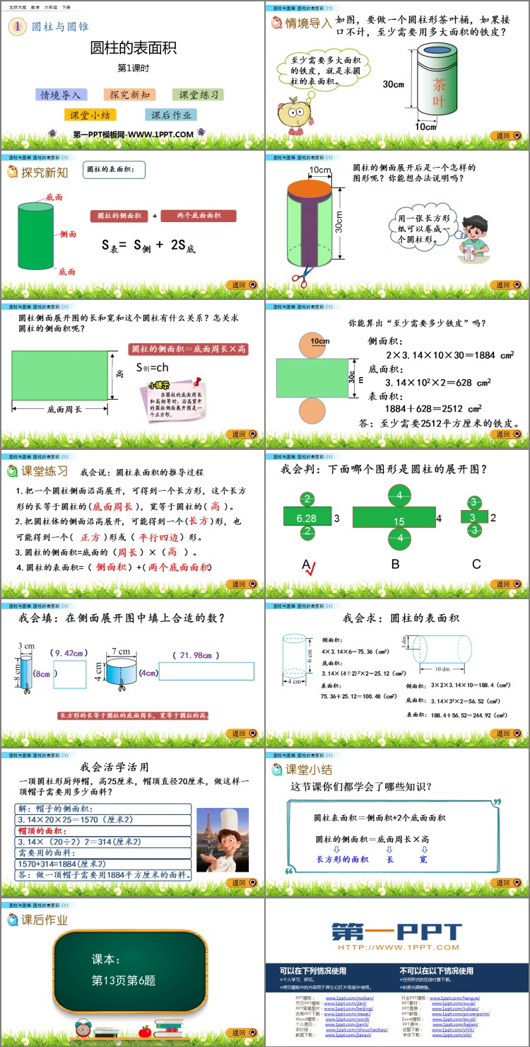 图片[2]-《圆柱的表面积》圆柱与圆锥PPT免费课件(第1课时)-第一PPT