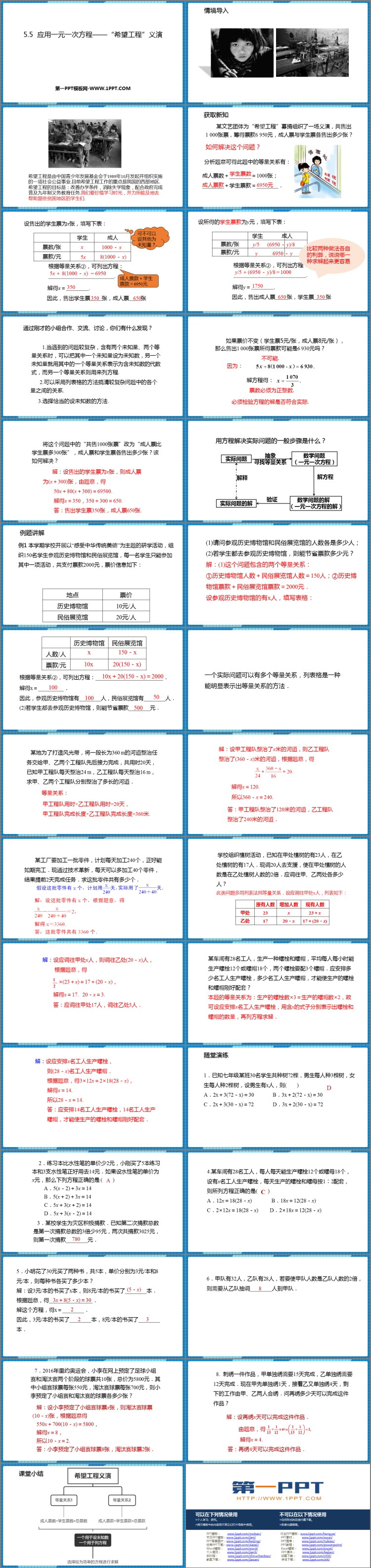 图片[2]-《应用一元一次方程—“希望工程”义演》一元一次方程PPT下载-第一PPT