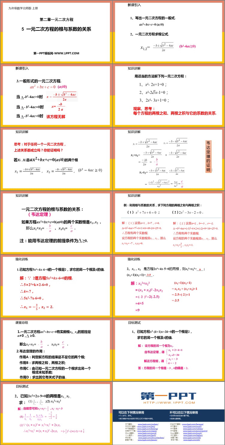 图片[2]-《一元二次方程的根与系数的关系》一元二次方程PPT精品课件-第一PPT