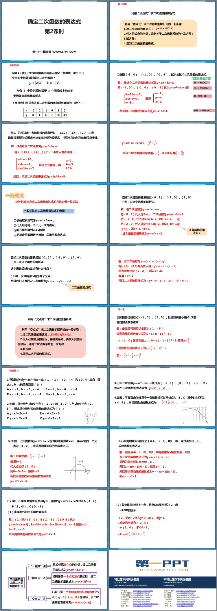 图片[2]-《确定二次函数的表达式》二次函数PPT免费课件(第2课时)-第一PPT