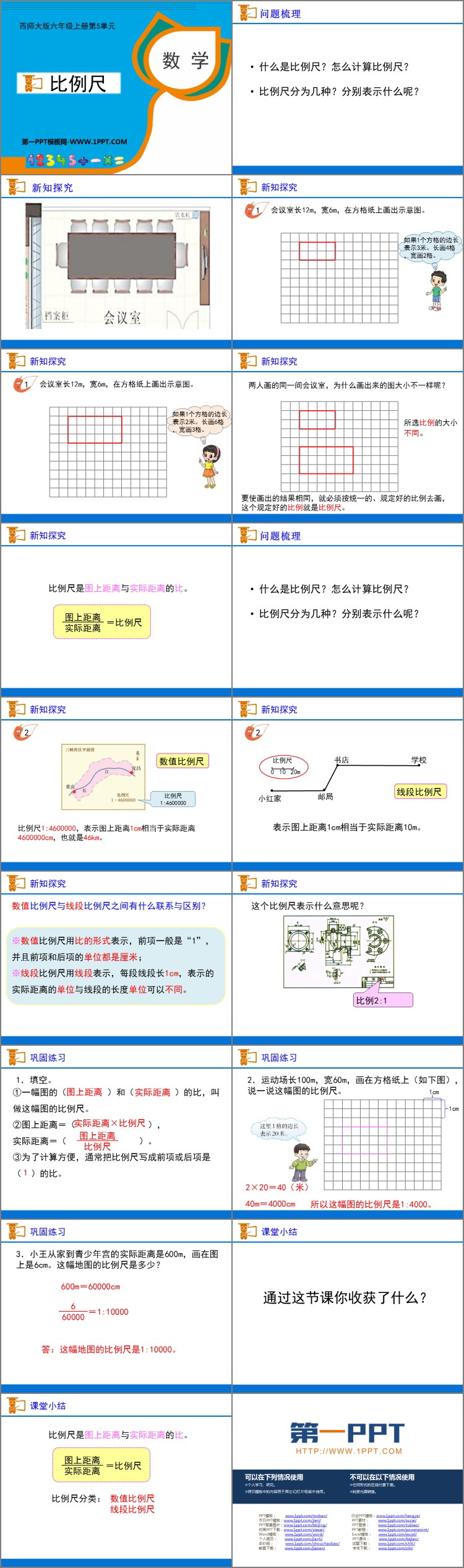 图片[2]-《比例尺》图形的变换和确定位置PPT课件下载-第一PPT