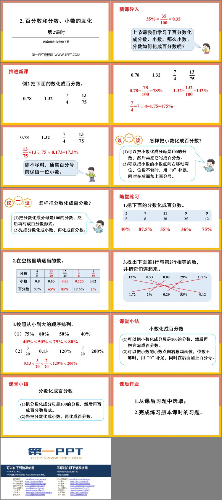 图片[2]-《百分数和分数、小数的互化》百分数PPT课件下载(第2课时)-第一PPT
