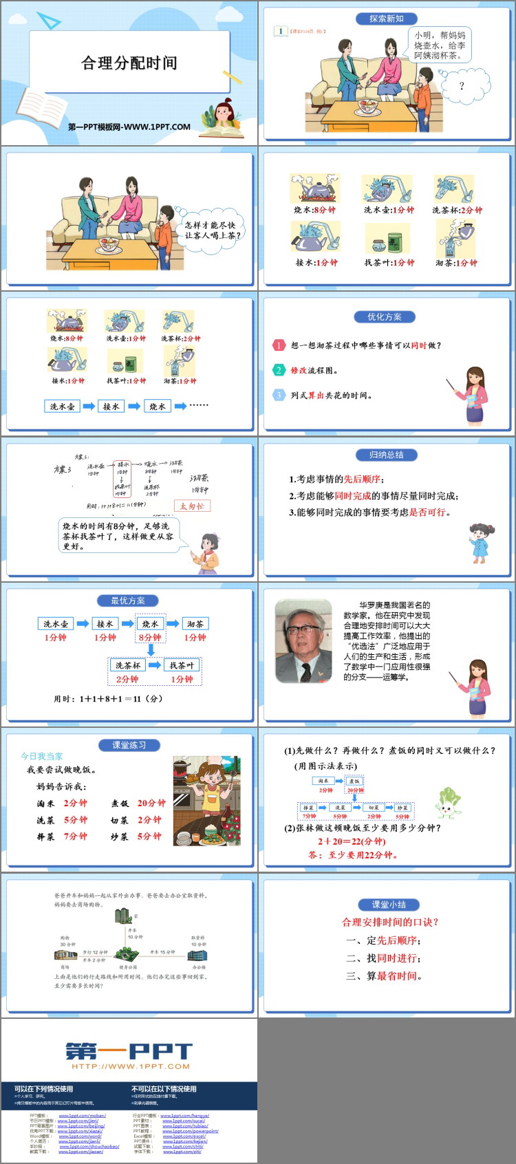 图片[2]-《合理分配时间》数学广角—优化PPT下载-第一PPT
