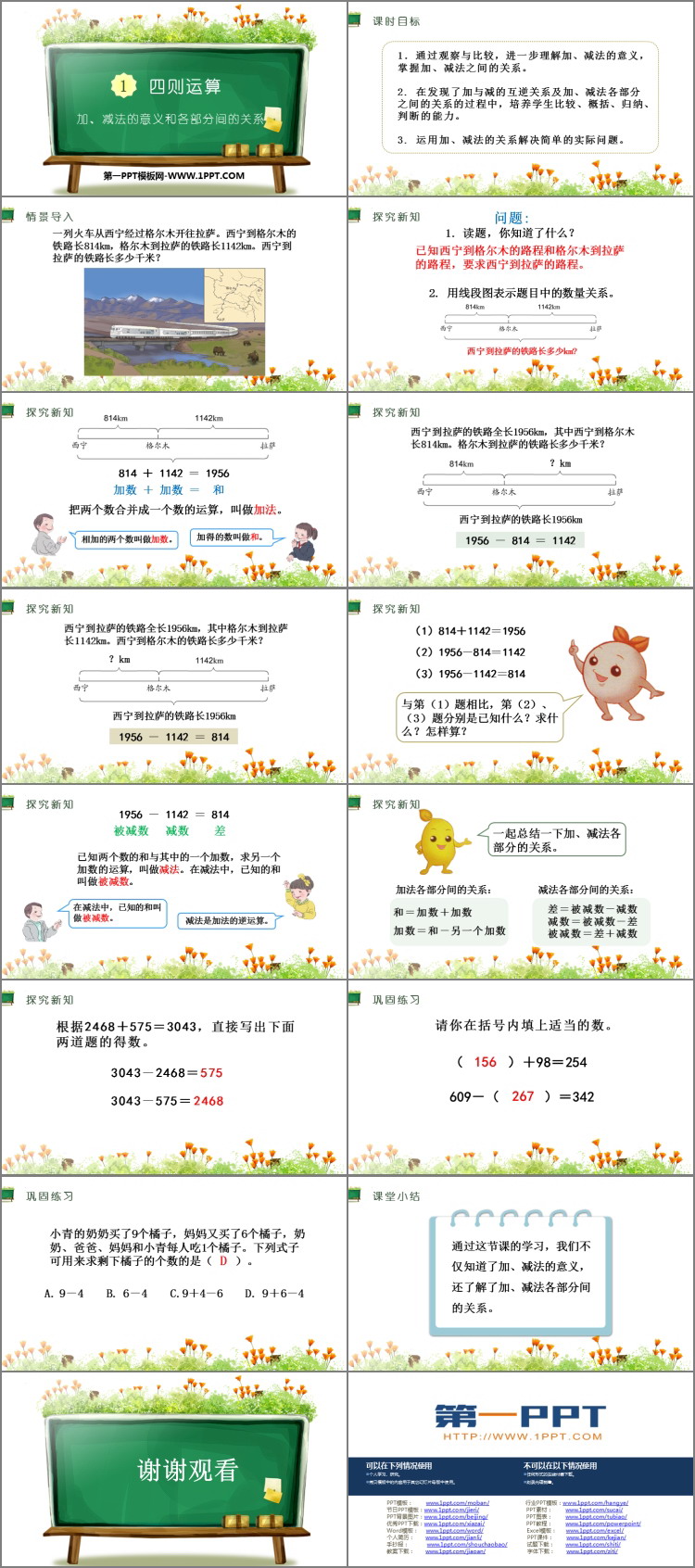 图片[2]-《加减法的意义和各部分间的关系》四则运算PPT教学课件下载-第一PPT