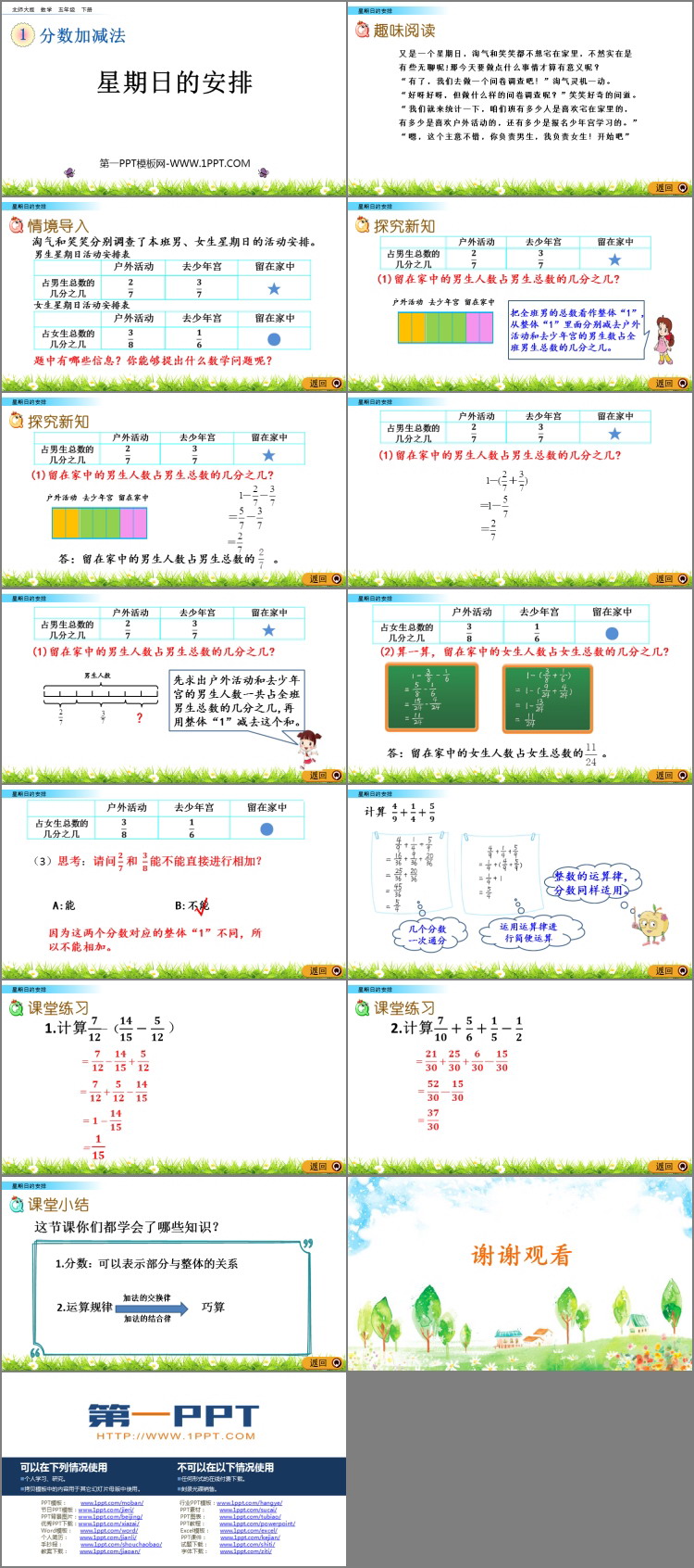 图片[2]-《星期日的安排》分数加减法PPT精品课件-第一PPT