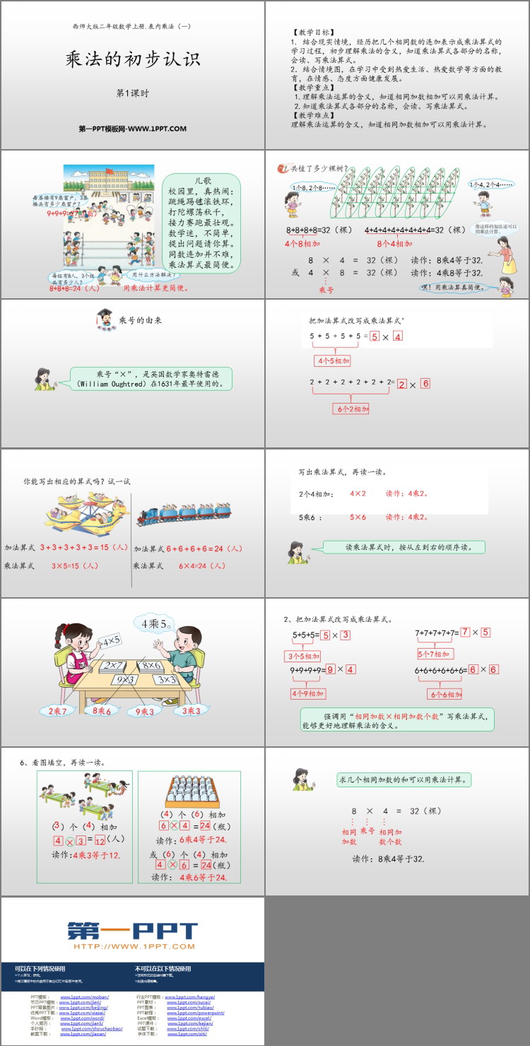图片[2]-《乘法的初步认识》表内乘法PPT课件下载(第1课时)-第一PPT