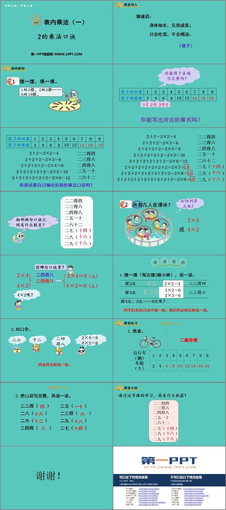 图片[2]-《2的乘法口诀》表内乘法PPT教学课件-第一PPT