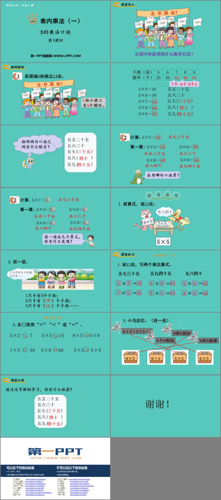 图片[2]-《5的乘法口诀》表内乘法PPT免费课件下载(第1课时)-第一PPT