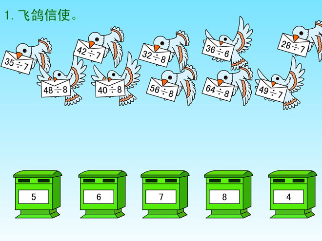 图片[1]-《飞鸽信使》表内乘法和除法Flash动画课件-第一PPT
