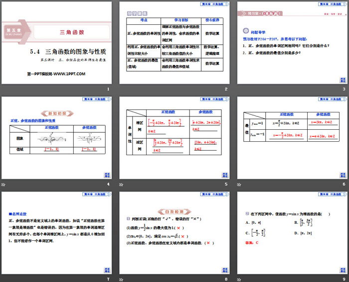 图片[2]-《三角函数的图象与性质》三角函数PPT(第三课时正、余弦函数的单调性与最值)-第一PPT