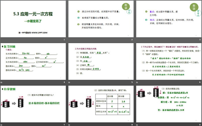 图片[2]-《应用一元一次方程—水箱变高了》一元一次方程PPT教学课件-第一PPT