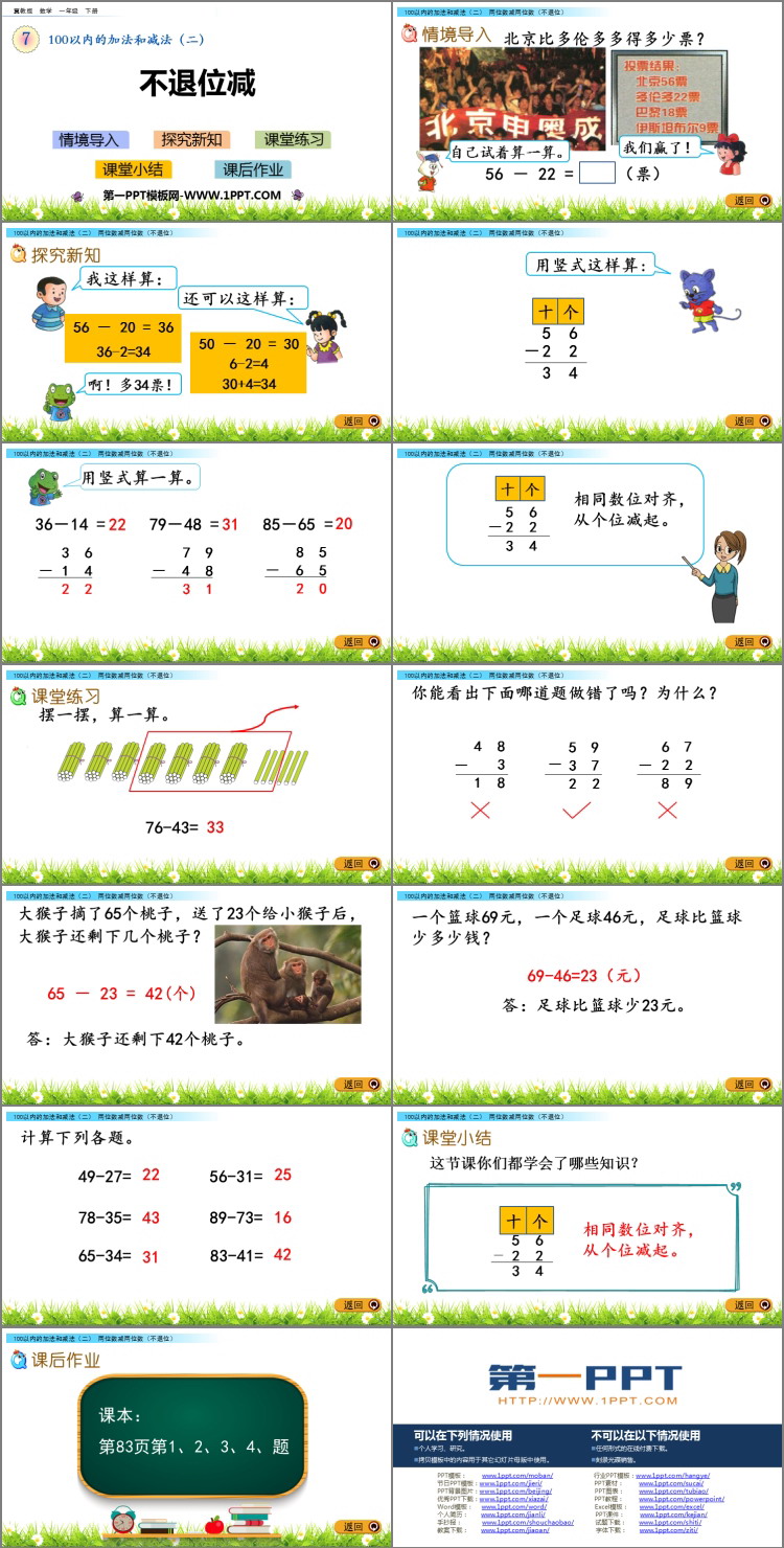 图片[2]-《不退位减》100以内的加法和减法PPT免费课件-第一PPT