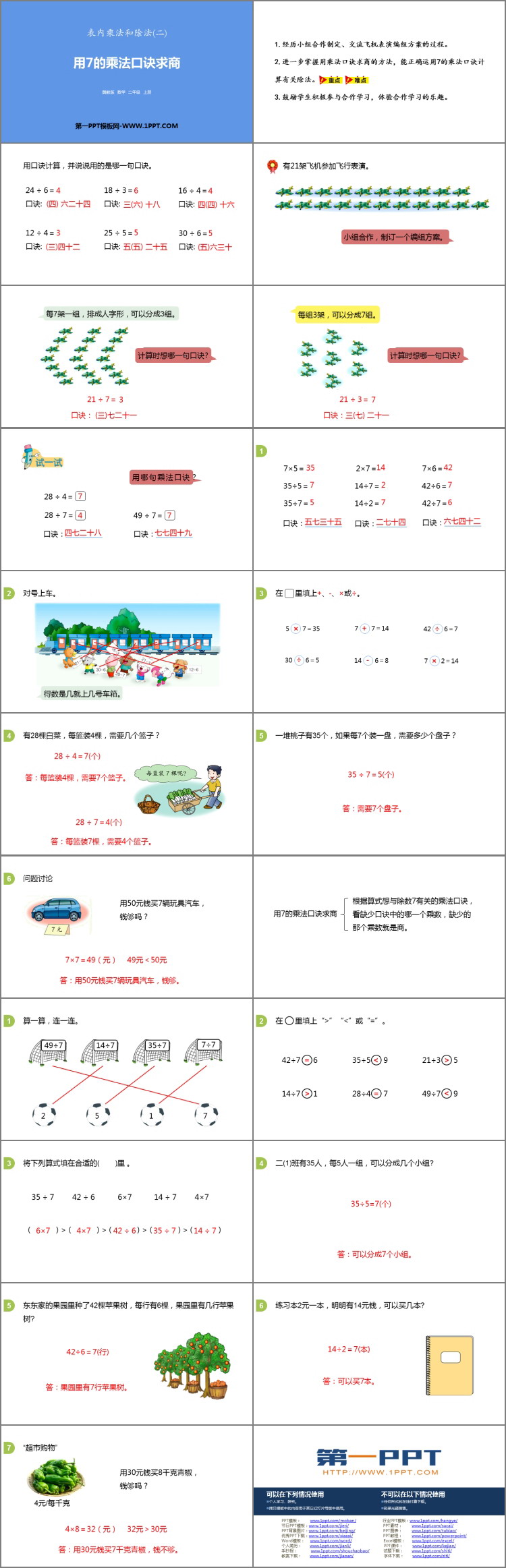 图片[2]-《用7的乘法口诀求商》表内乘法和除法PPT下载-第一PPT
