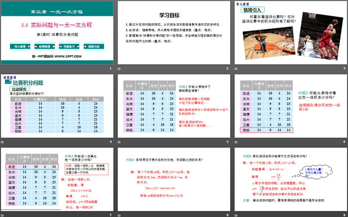 图片[2]-《实际问题与一元一次方程》一元一次方程PPT(第3课时球赛积分表问题)-第一PPT