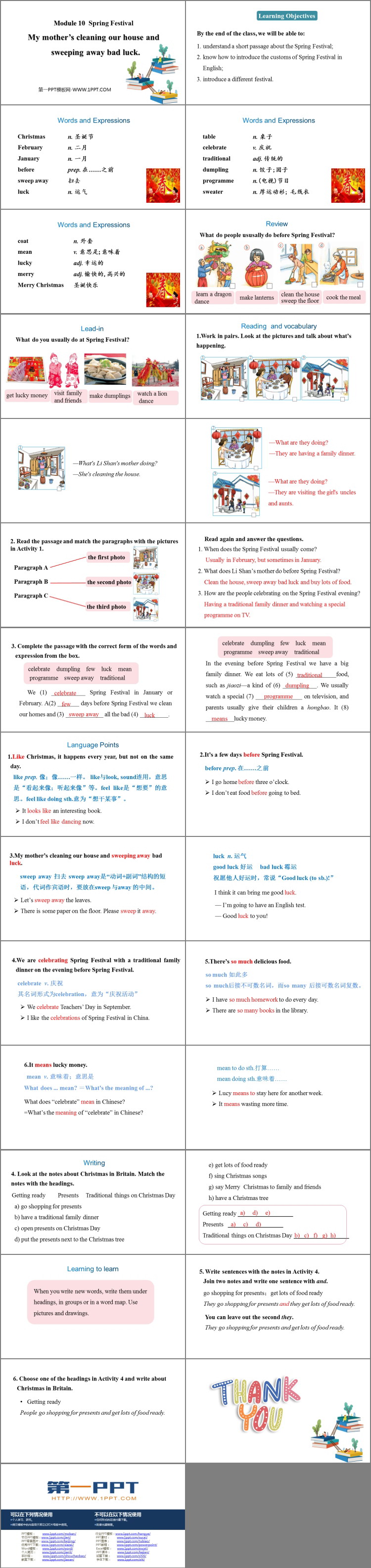图片[2]-《My mother’s cleaning our house and sweeping away bad luck》PPT免费下载-第一PPT