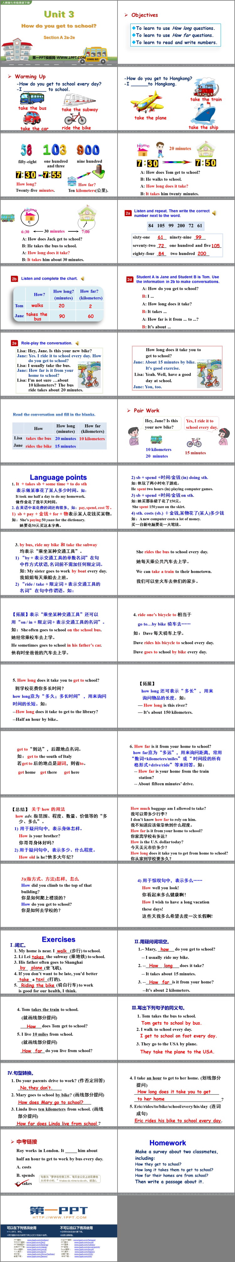图片[2]-《How do you get to school?》SectionA PPT教学课件(第2课时)-第一PPT