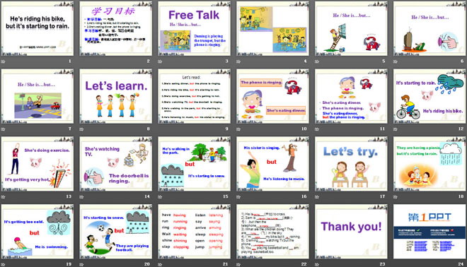 图片[2]-《He’s riding his bikebut it’s starting to rain》PPT课件-第一PPT