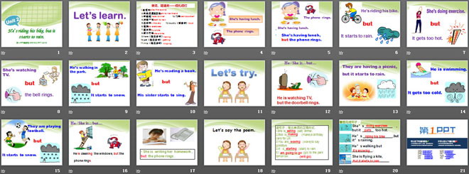 图片[2]-《He’s riding his bikebut it’s starting to rain》PPT课件3-第一PPT