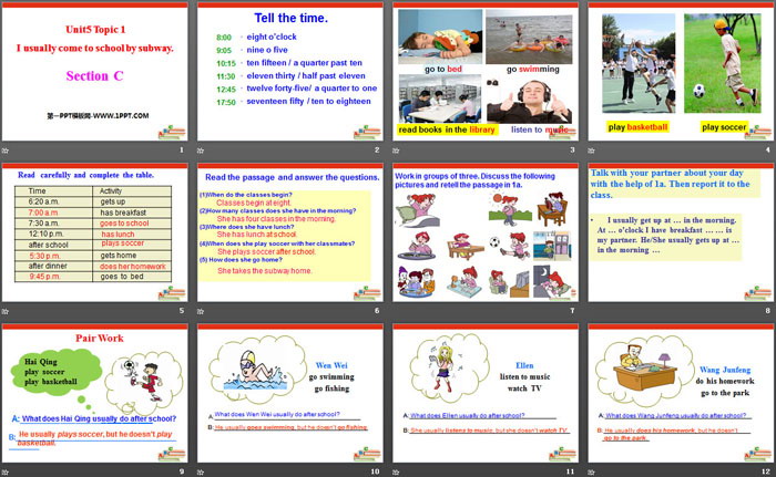 图片[2]-《I usually come to school by subway》SectionC PPT-第一PPT