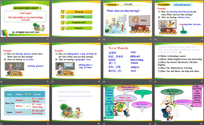 图片[2]-《My school life is very interesting》SectionB PPT-第一PPT