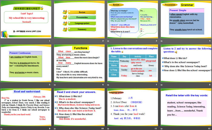 图片[2]-《My school life is very interesting》SectionD PPT-第一PPT
