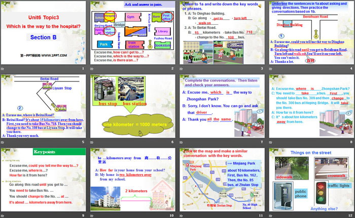 图片[2]-《Which is the way to the hospital?》SectionB PPT-第一PPT