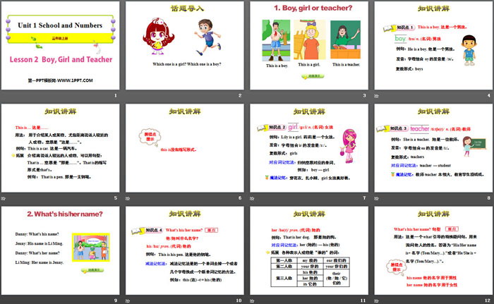 图片[2]-《Boy,Girl and Teacher》School and Numbers PPT课件-第一PPT