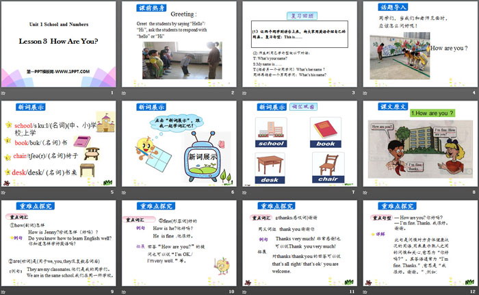 图片[2]-《How Are You?》School and Numbers PPT-第一PPT