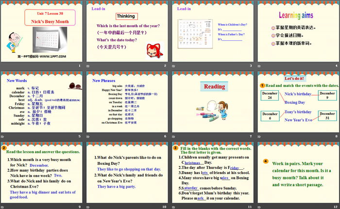 图片[2]-《Nick’s Busy Month》Days and Months PPT-第一PPT