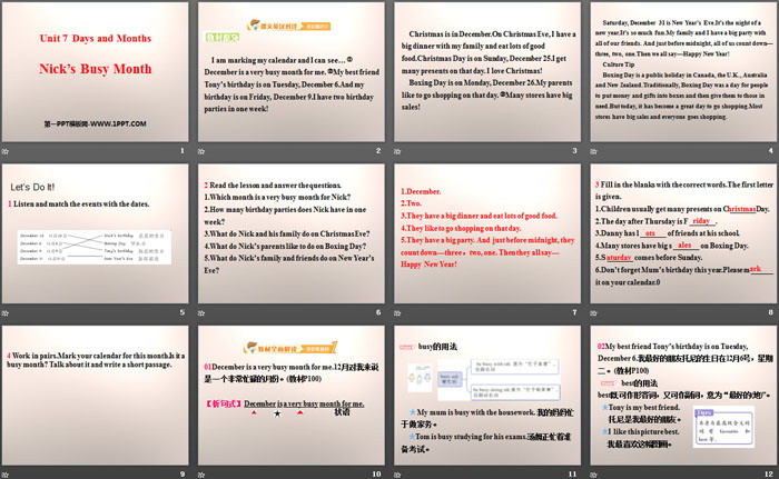 图片[2]-《Nick’s Busy Month》Days and Months PPT下载-第一PPT