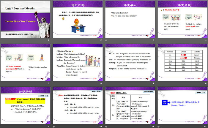 图片[2]-《A Class Calendar》Days and Months PPT课件下载-第一PPT
