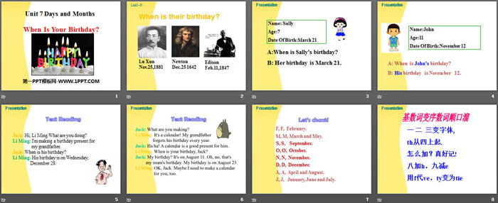 图片[2]-《When Is Your Birthday?》Days and Months PPT课件下载-第一PPT