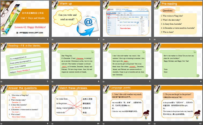 图片[2]-《Happy Holidays!》Days and Months PPT-第一PPT