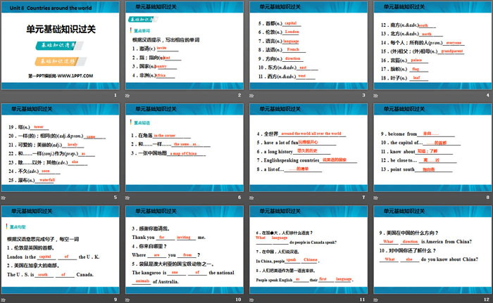 图片[2]-《单元基础知识过关》Countries around the World PPT-第一PPT
