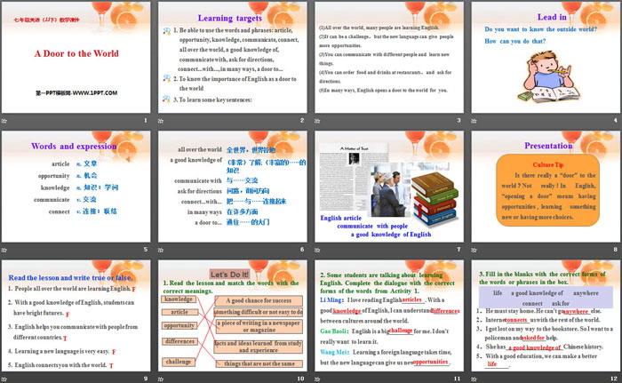 图片[2]-《A Door to the World》I Love Learning English PPT课件下载-第一PPT