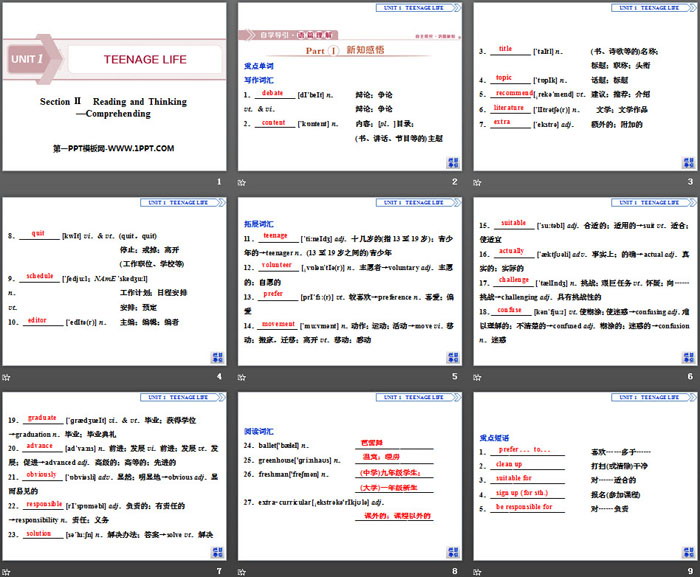 图片[2]-《Teenage Life》Reading and Thinking PPT下载-第一PPT
