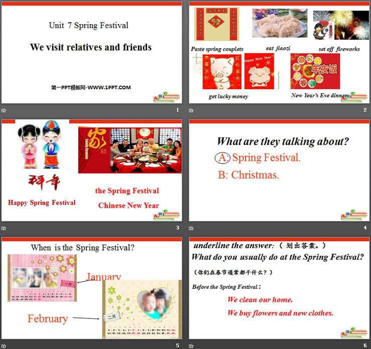 图片[2]-《We visit relatives and friends》Spring Festival PPT-第一PPT