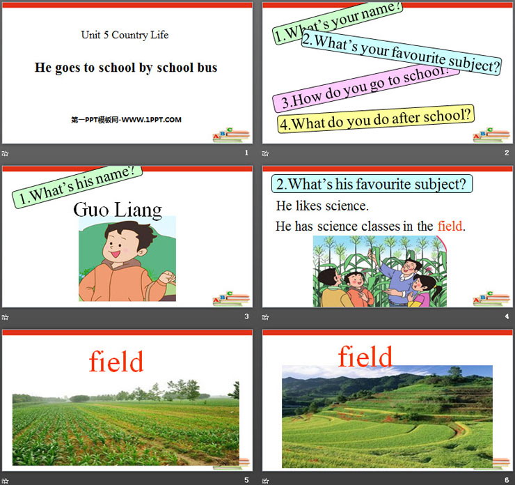 图片[2]-《He goes to school by school bus》Country Life PPT-第一PPT