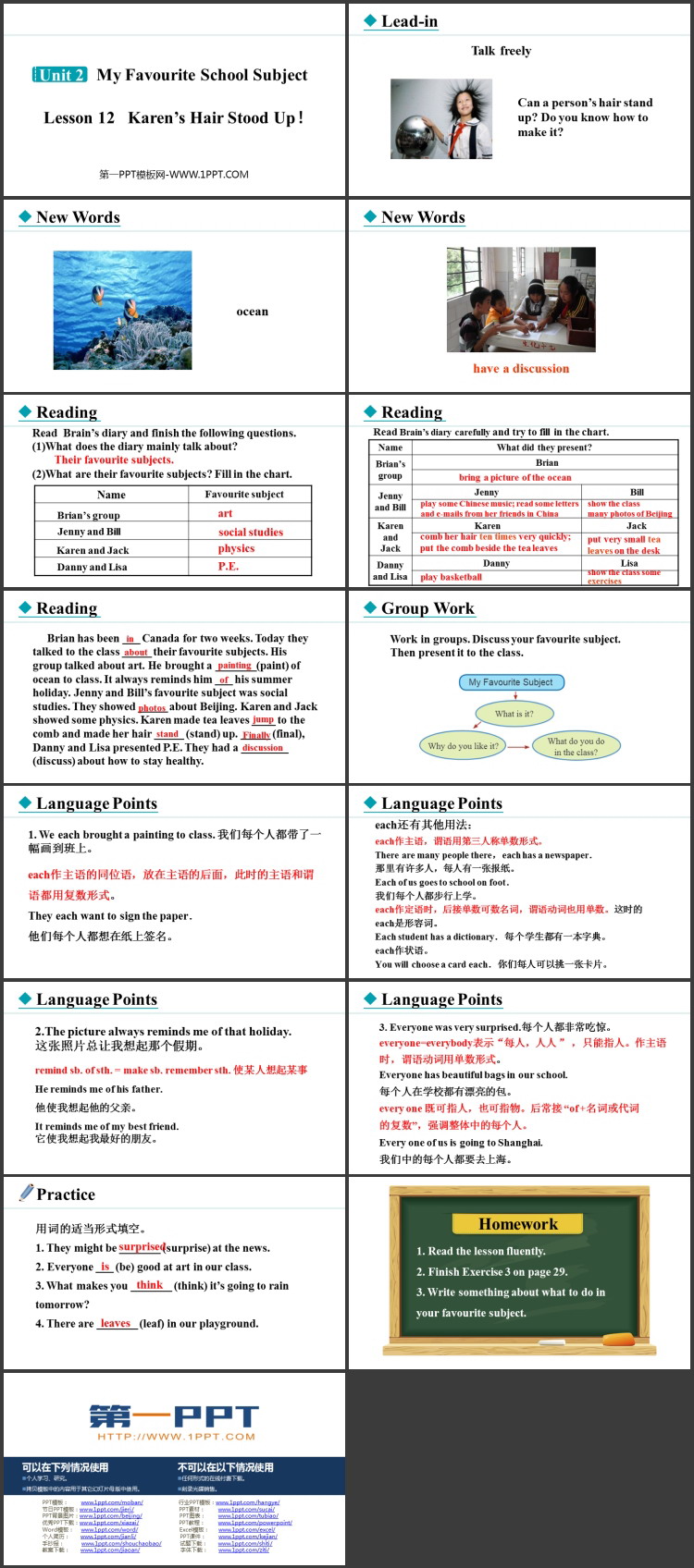图片[2]-《Karen’s Hair Stood Up!》My Favourite School Subject PPT精品课件-第一PPT