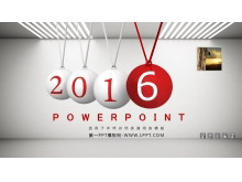 灰色撞球背景年终总结PPT模板下载-第一PPT