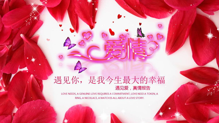图片[1]-《遇见你是我最大的幸福》爱情相册PPT模板-第一PPT