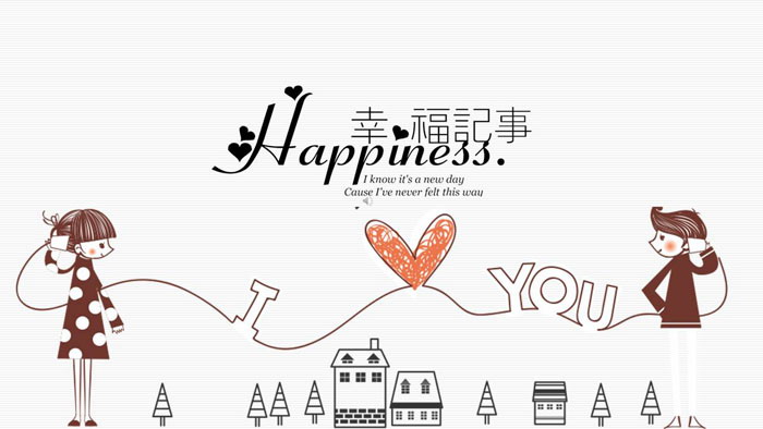 图片[1]-《幸福记事》情人节告白爱情相册PPT模板-第一PPT
