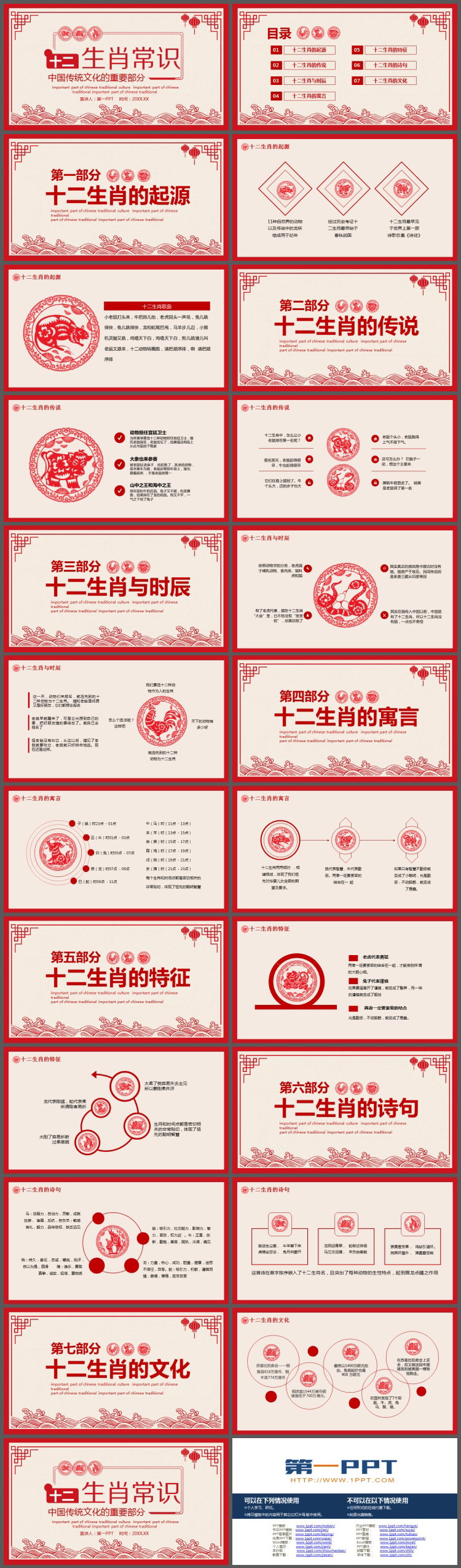 图片[2]-红色剪纸风的十二生肖介绍PPT-第一PPT