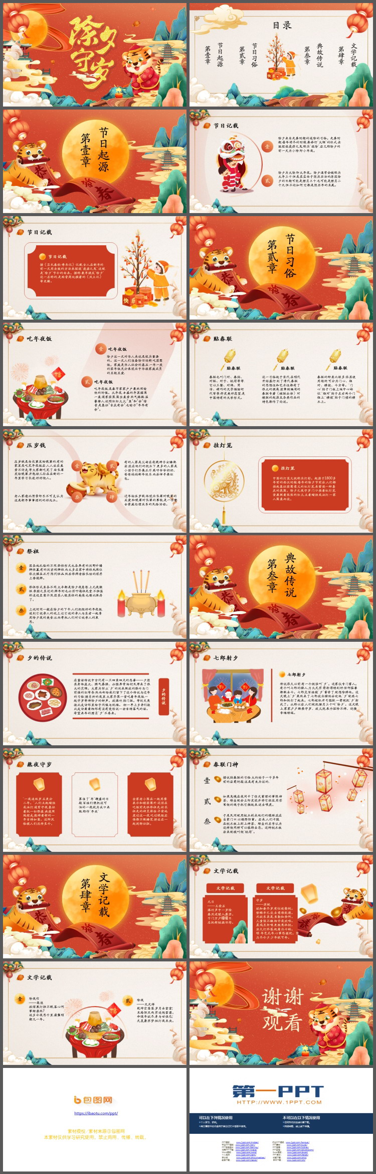 图片[2]-精美国潮风虎年除夕守岁PPT模板-第一PPT