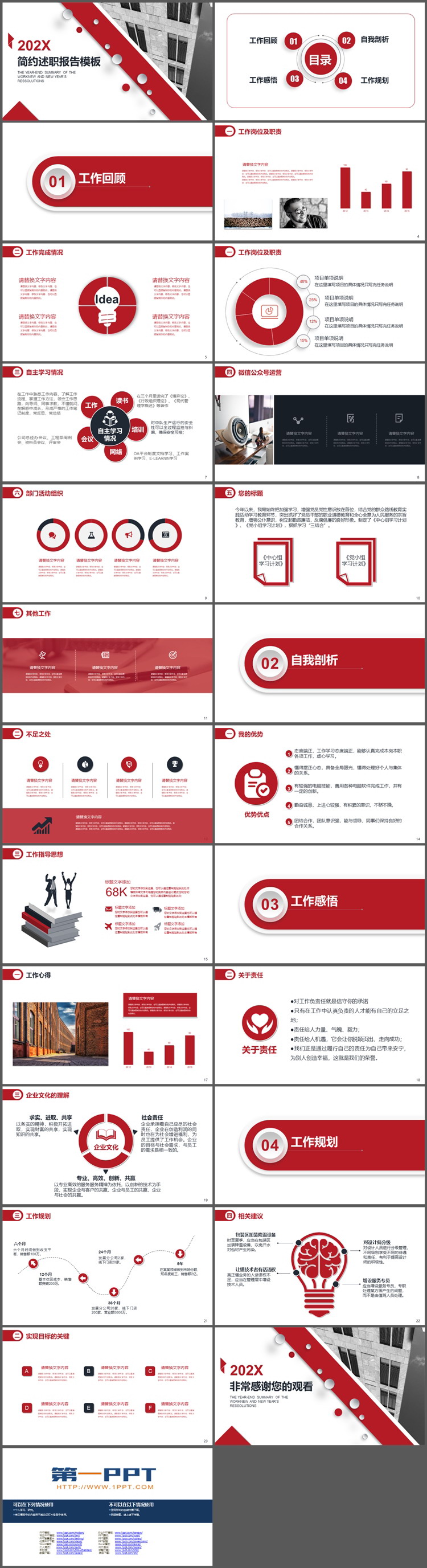 图片[2]-红色简约工作述职报告PPT模板下载-第一PPT